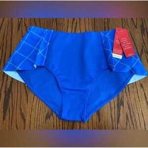 SPANX Swim Bottom Womens 12 Electric Blue Geo Skirted Shaping Swim Bottom
